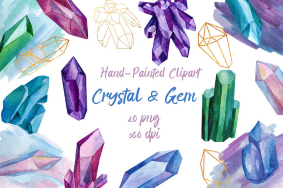 Enhancing Digital Design with Clipart Crystal Gem Watercolor PNG Assets