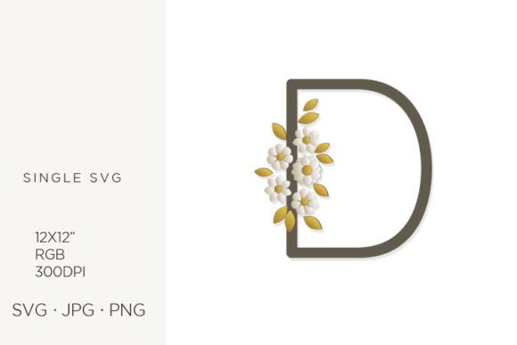 Floral Monogram Letter D: Design Versatility
