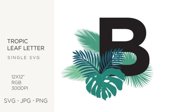 Tropic Leaves: Palm Leaf Letter B Vector Art