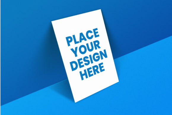 White Poster Mockup on Blue Background: A Clean Canvas for Your Creative Vision